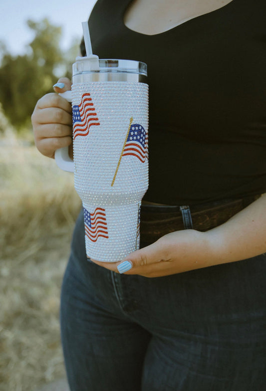 Grand Old Flag Rhinestone Tumbler