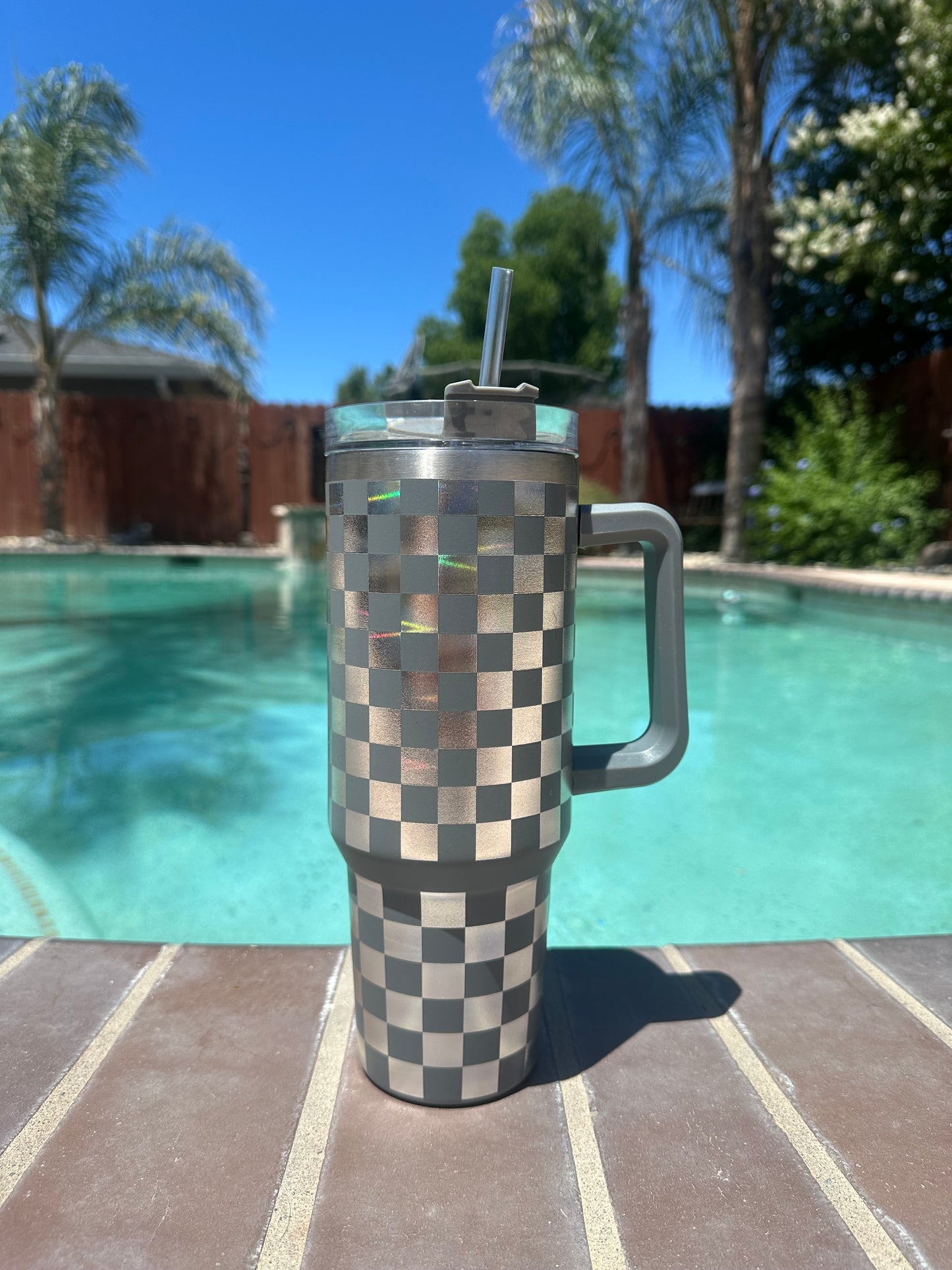 Checkered Engraved Tumbler