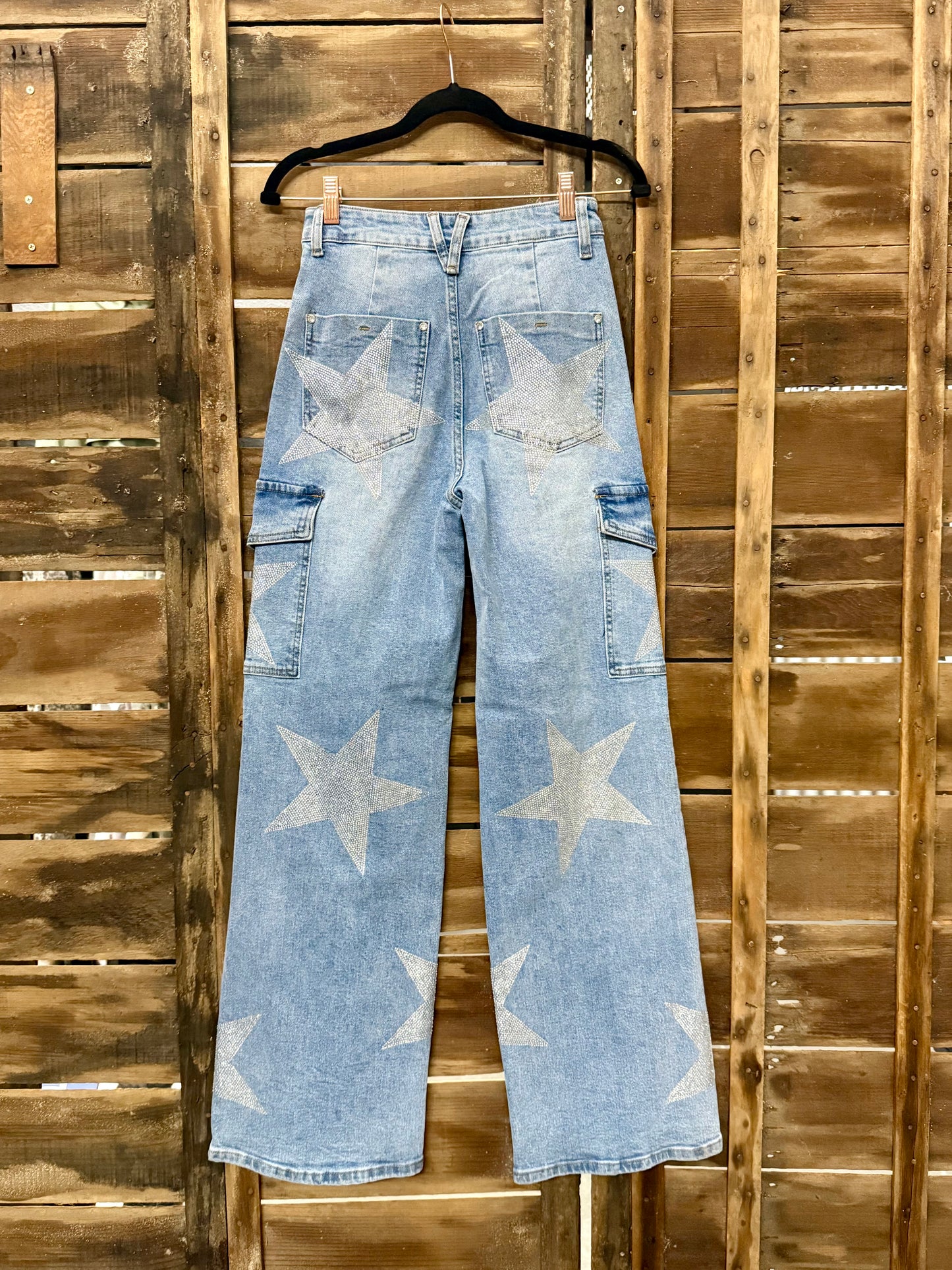 Rhinestone Cargo Jeans