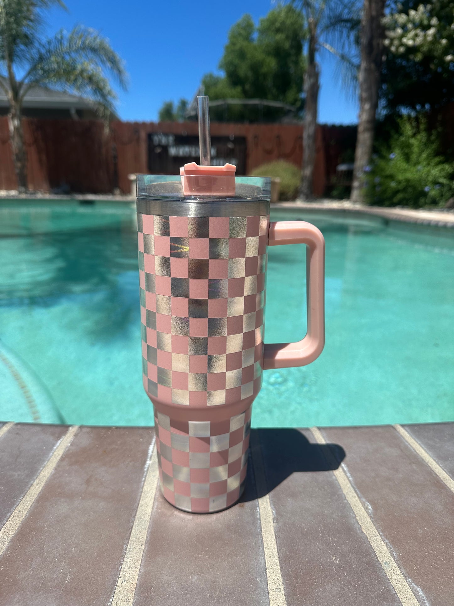 Checkered Engraved Tumbler