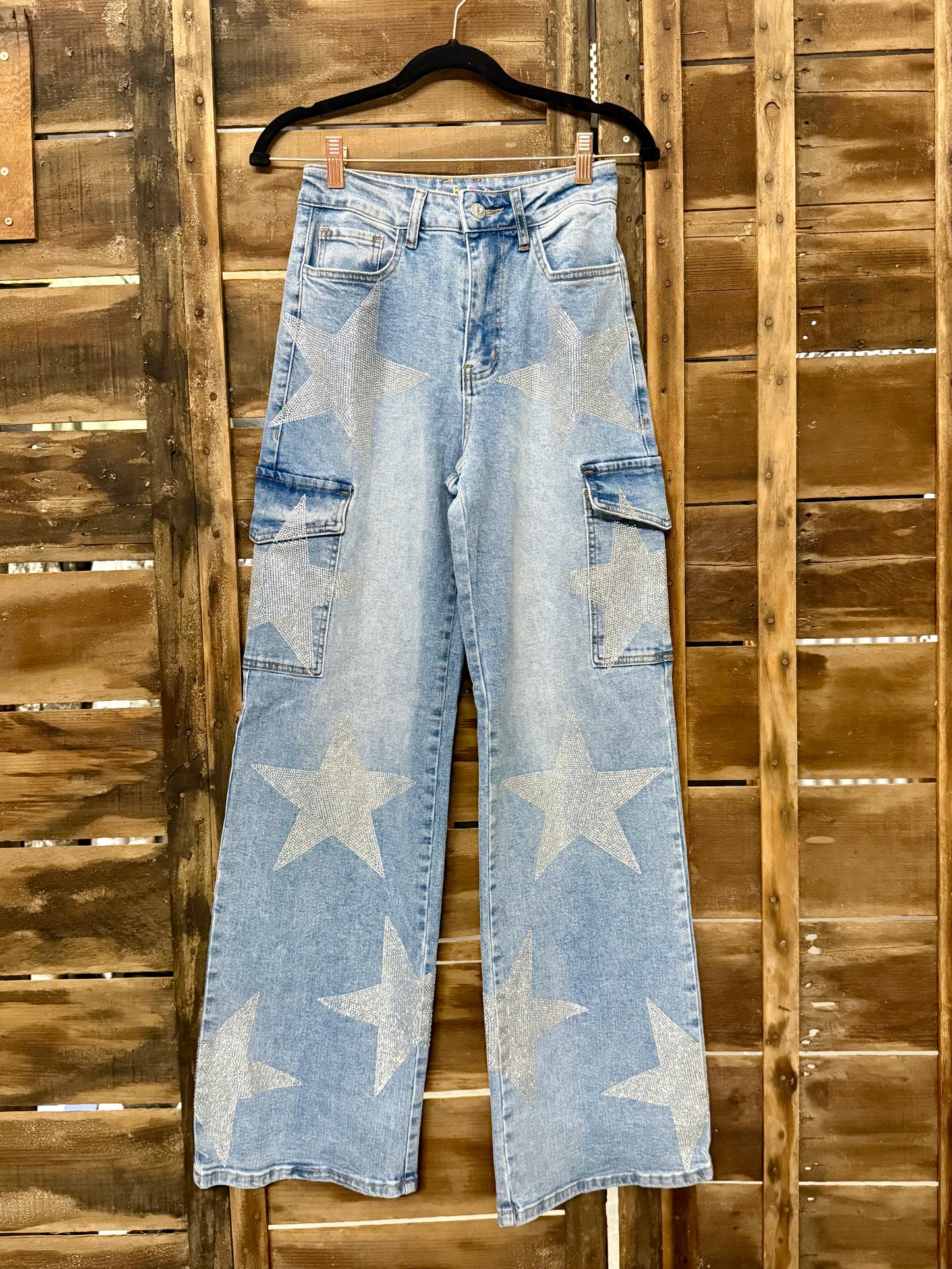 Rhinestone Cargo Jeans