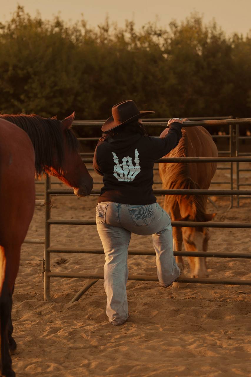 Rock On Skeleton Zip Up Hoodie