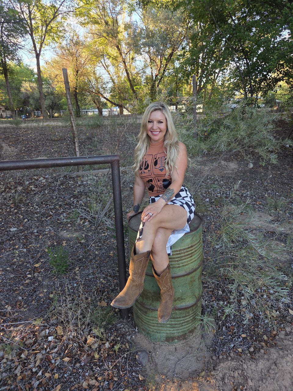 Checkered Slit Skirt