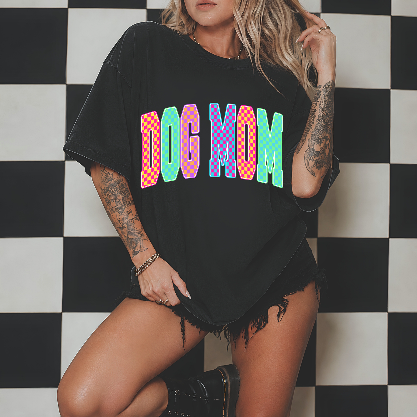 Neon Dog Mom Tee