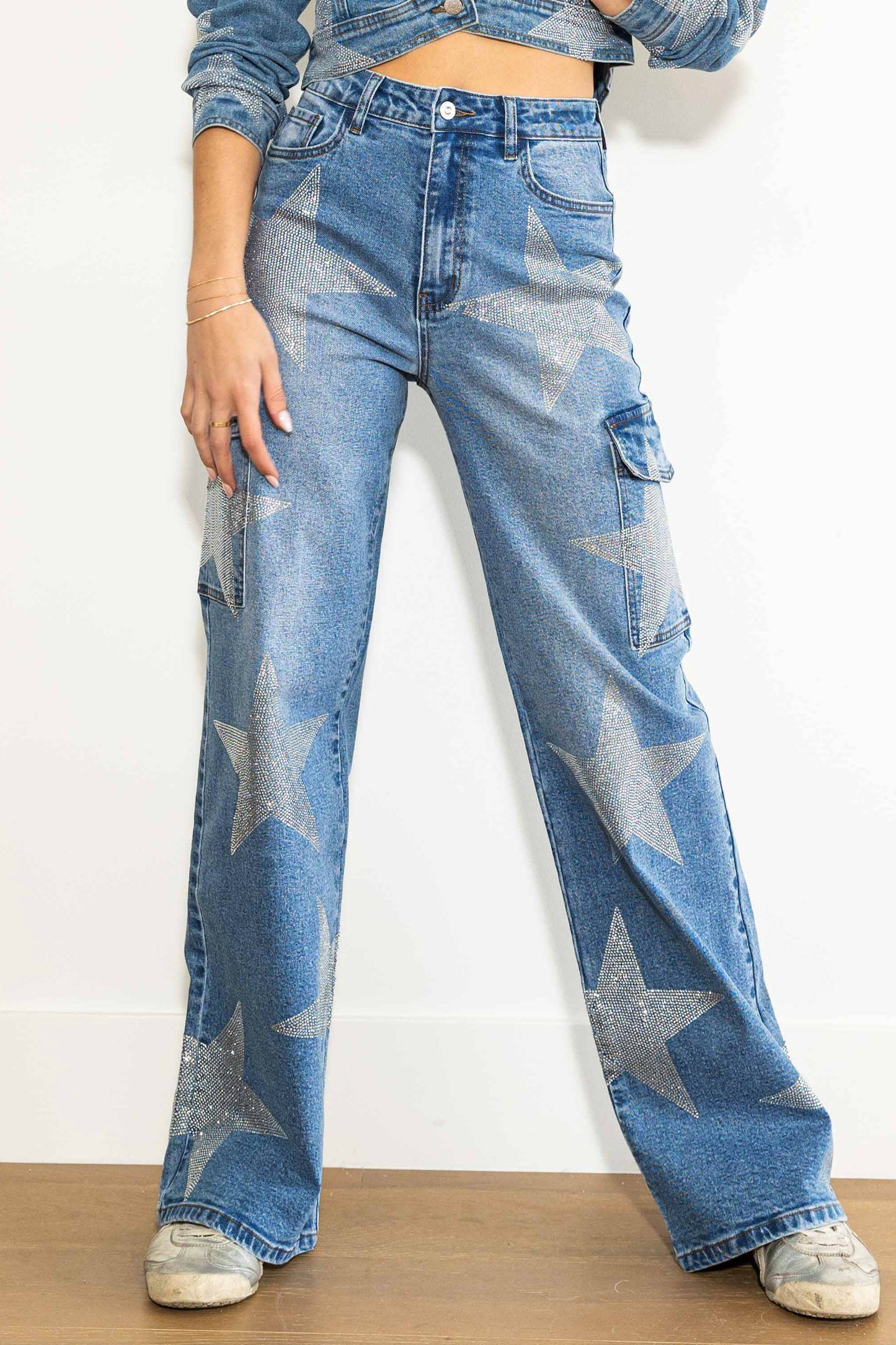 Rhinestone Cargo Jeans