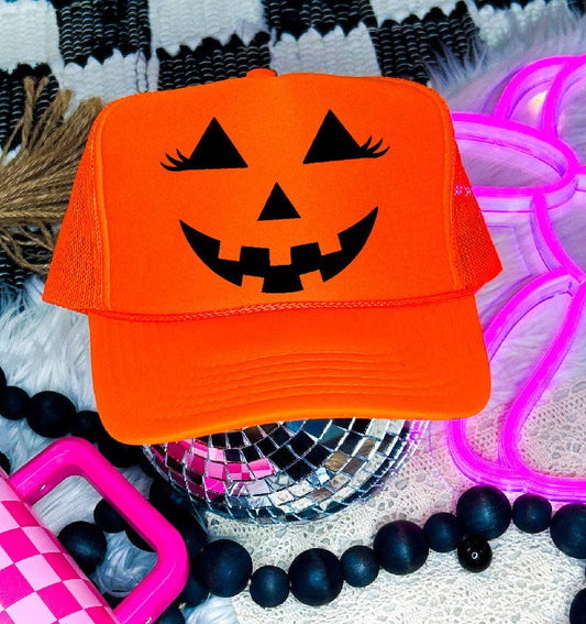 Orange Pumpkin Face Snapback