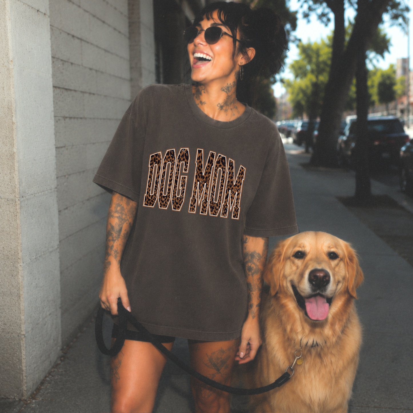 Leopard Dog Mom Tee