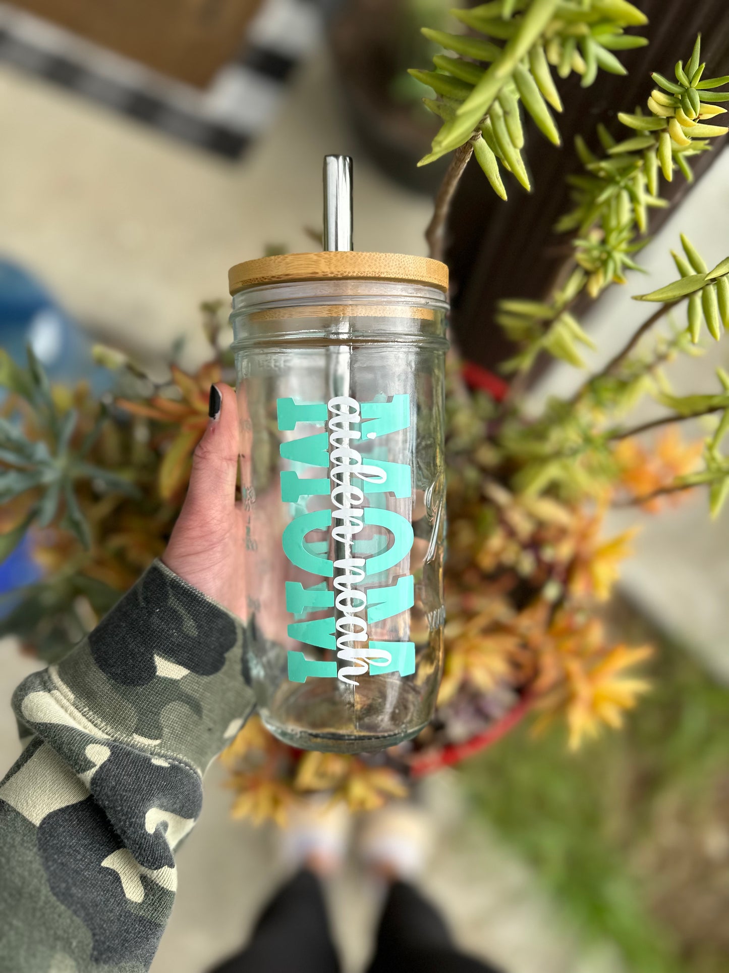 Personalized Mom Glass Tumbler with Kid Names