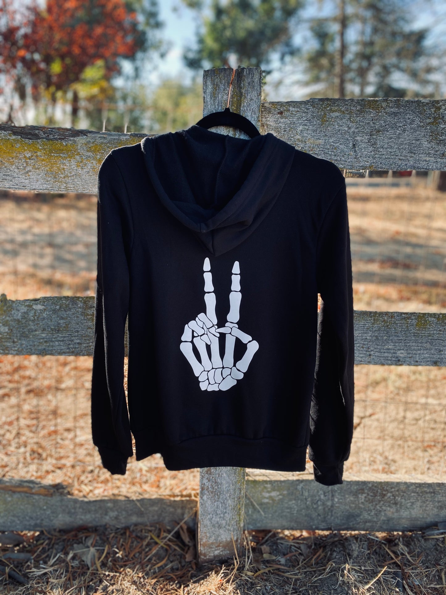 Peace Skeleton Zip Up Hoodie