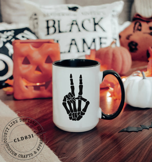 Peace Sign Skeleton Coffee Mug
